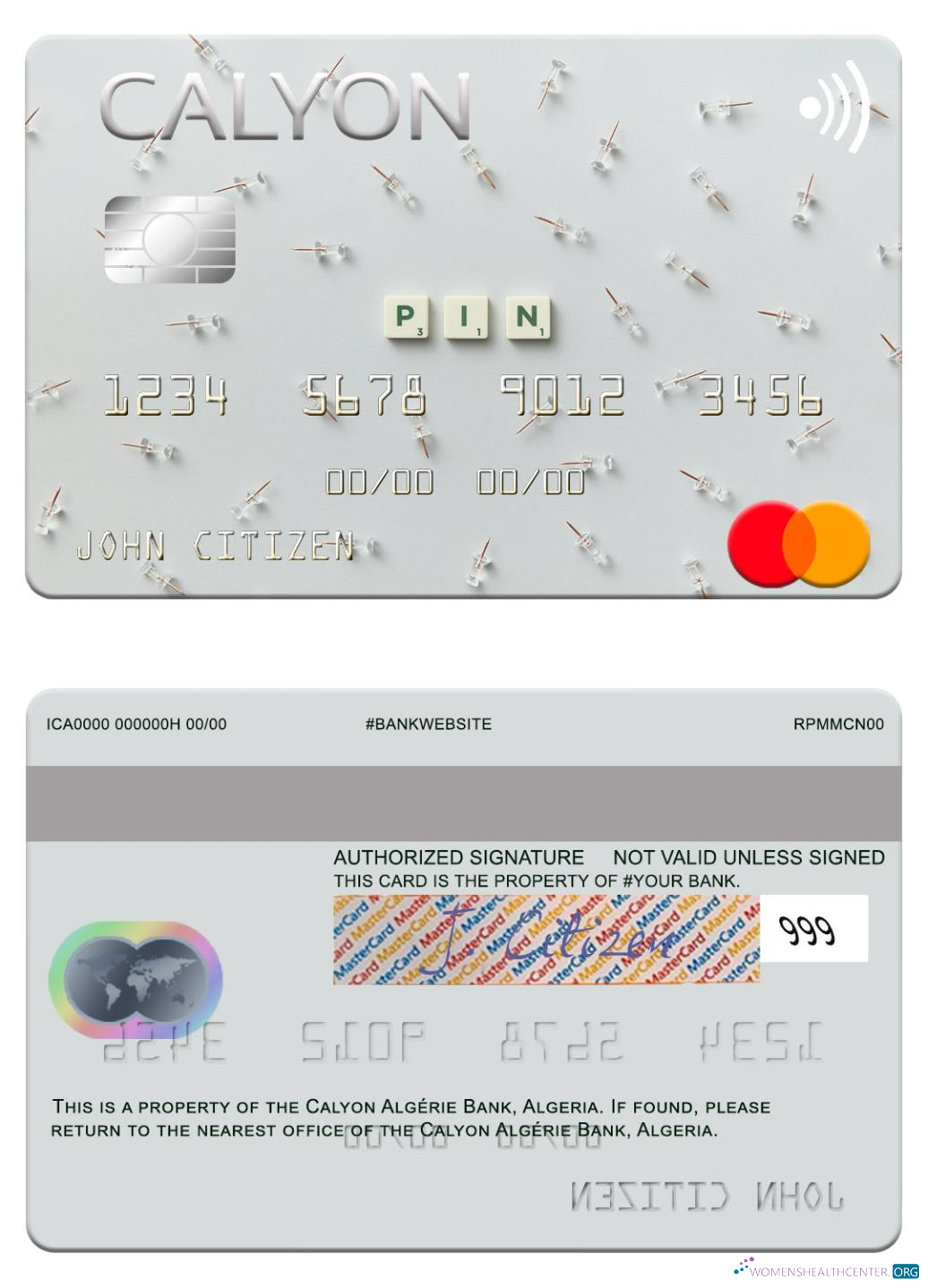 Download Algeria Calyon Algérie Bank mastercard Photoshop template